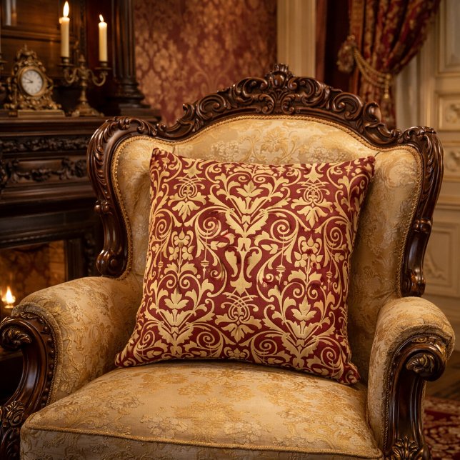 Coussin Motif de feuillage floral défilant de l'ère victor (Créateur téléchargé)