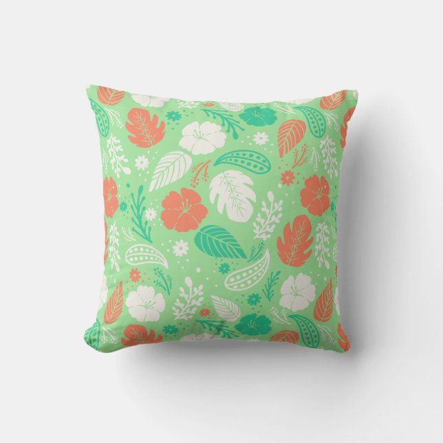Coussin Motif de feuillage vert et orange (Recto)