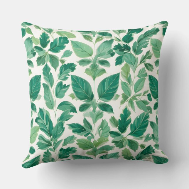 Coussin Motif de feuillage vert luxuriant (Verso)
