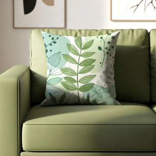 Coussin Motif de feuille botanique vert sauge moderne