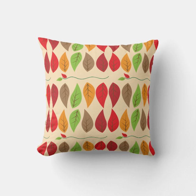 Coussin Motif de feuille d'automne coloré (Recto)