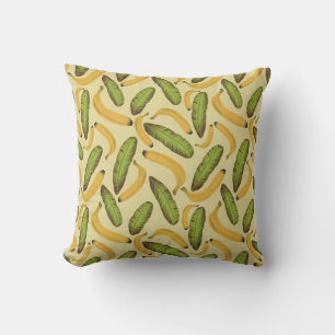Coussin Motif de feuille de banane jaune tropicale