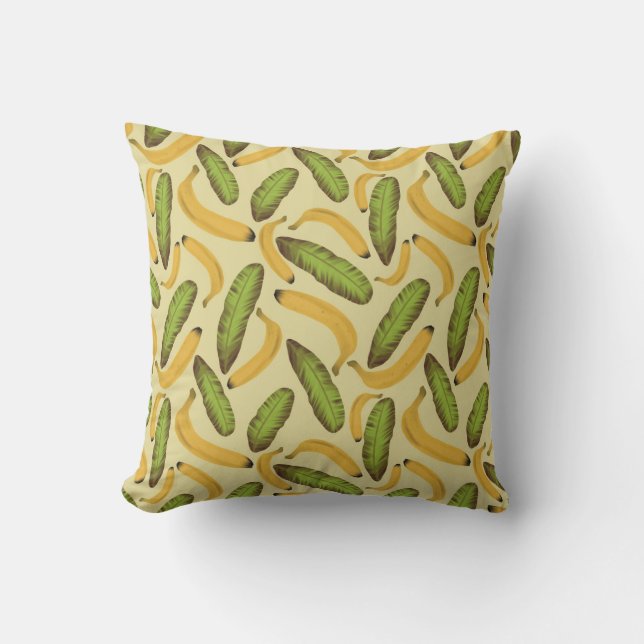 Coussin Motif de feuille de banane jaune tropicale  (Recto)