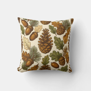 Coussin Motif de feuille de chêne et de pomme de pin gland