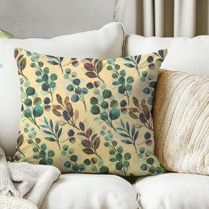 Coussin Motif de feuille de fleur verte esthétique
