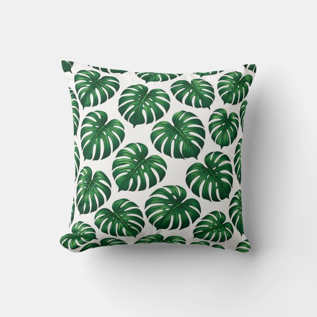 Coussin Motif de feuille de Monstera tropicale (Recto)