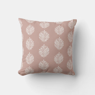 Coussin Motif de feuille de palmier côtier Misty Rose
