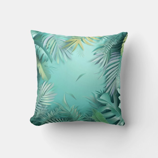 Coussin Motif de feuille tropicale sans fin (Recto)