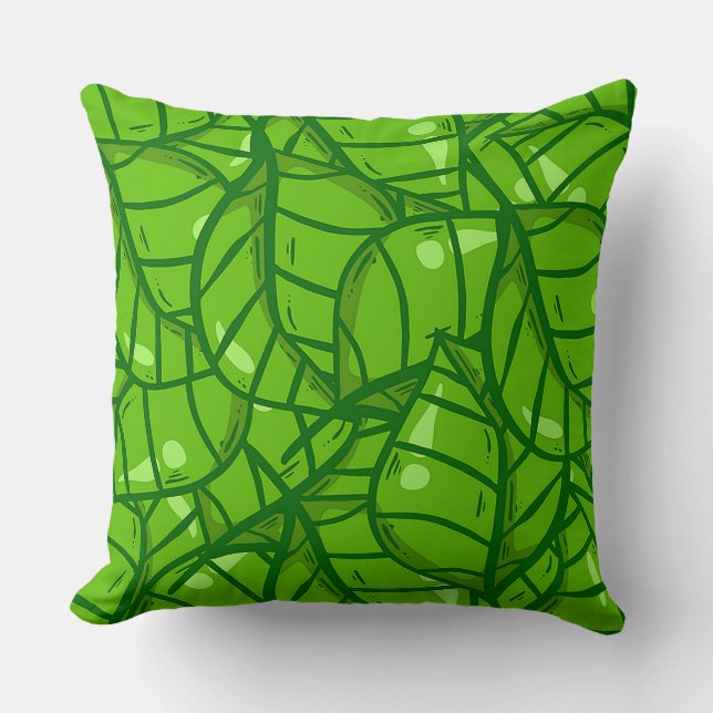Coussin Motif de feuille verte abstraite avec des illustra (Recto)