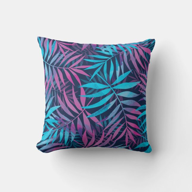 Coussin  motif de feuille vibrant  (Recto)