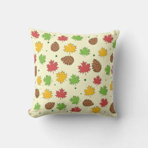 Coussin Motif de feuilles automnales colorées et de pommes