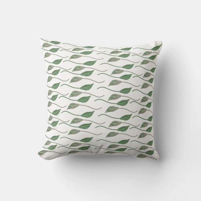 Coussin Motif de feuilles botaniques dessiné à la main (Recto)