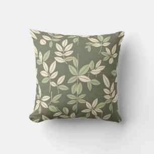 Coussin Motif de feuilles botaniques Olive Sage