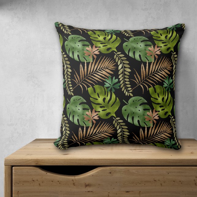 Coussin Motif de feuilles de cuivre vert (Créateur téléchargé)