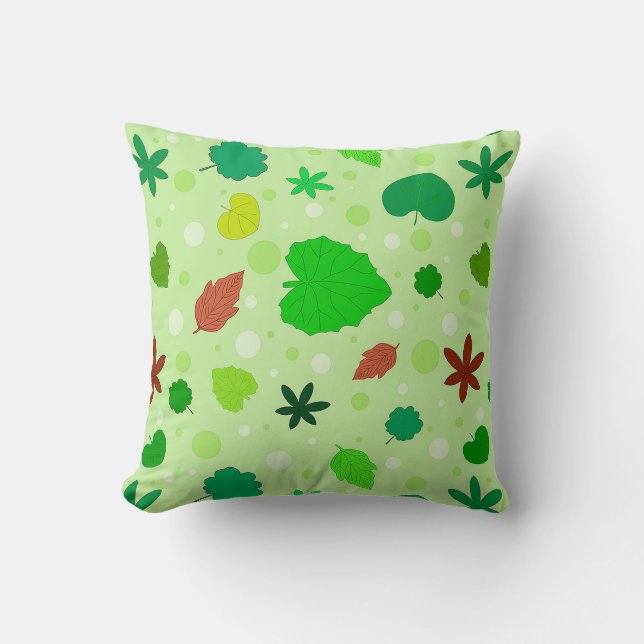 Coussin Motif de feuilles de formes et de couleurs variées (Recto)