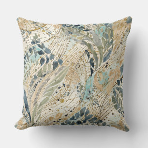 Coussin Motif de feuilles de luxe avec couleur or, sauge,