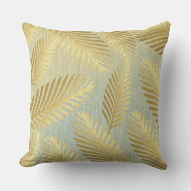 Coussin Motif de feuilles de palmier dorées ombrées (Recto)