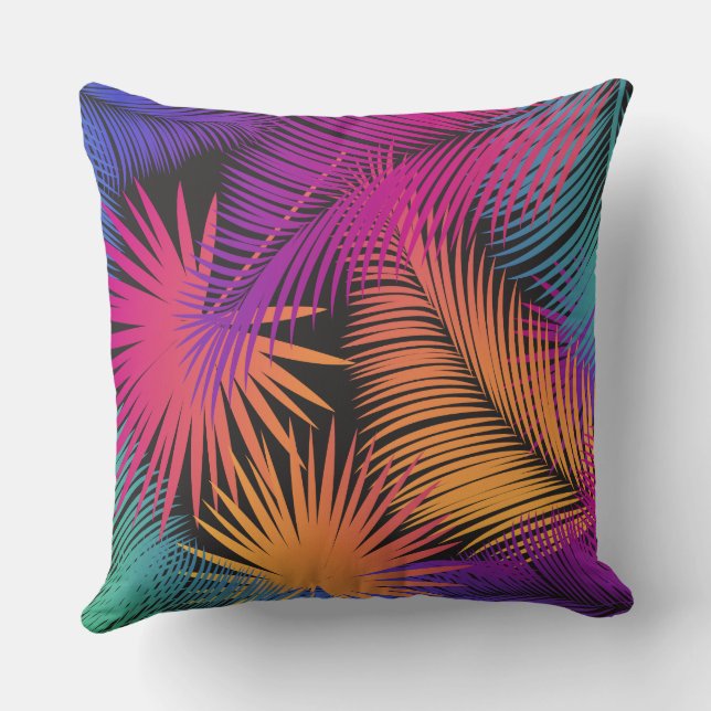 Coussin Motif de feuilles de palmier tropicales colorées e (Verso)