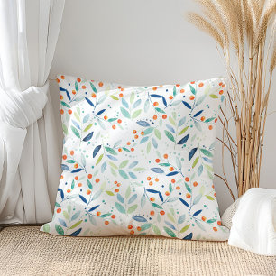 Coussin Motif de feuilles et de baies botaniques
