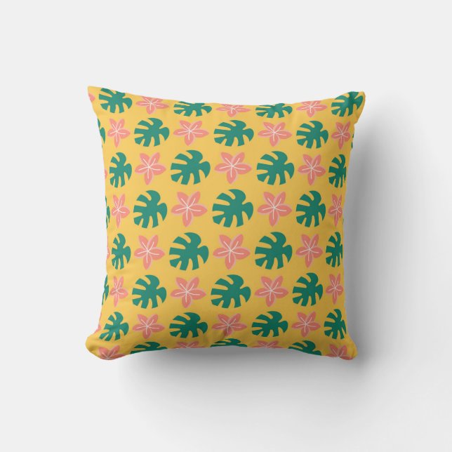 Coussin Motif de feuilles et de fleurs tropicales (Recto)