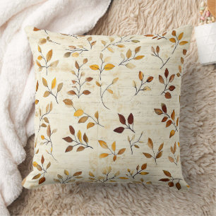 Coussin Motif de feuilles pressées rustique – Botanique d'