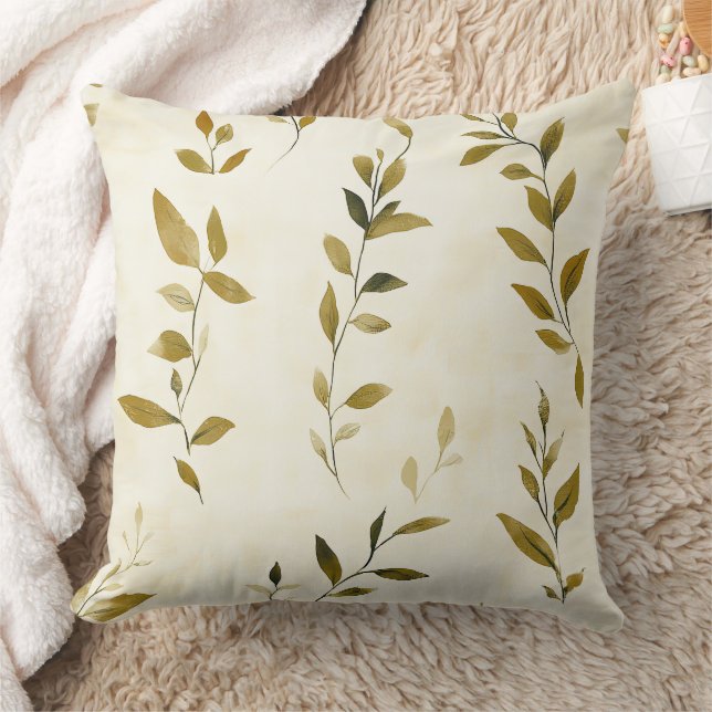 Coussin Motif de feuilles pressées rustique – Botanique d' (Couverture)