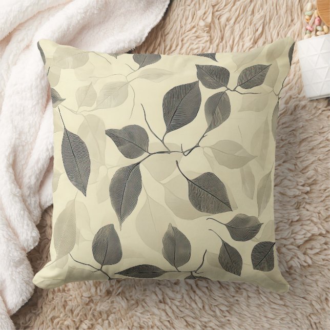 Coussin Motif de feuilles pressées rustique – Botanique d' (Couverture)