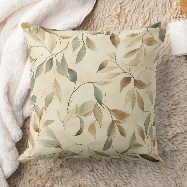 Coussin Motif de feuilles pressées rustique – Botanique d' (Couverture)