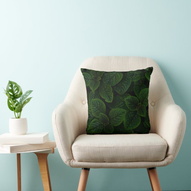 Coussin Motif de feuilles texturées vert émeraude foncé (Chaise)