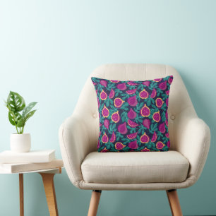 Coussin motif de figue magnifique violet bleu