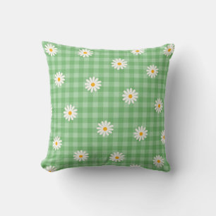 Coussin Motif de fleur à carreaux gingham à pois vert dais