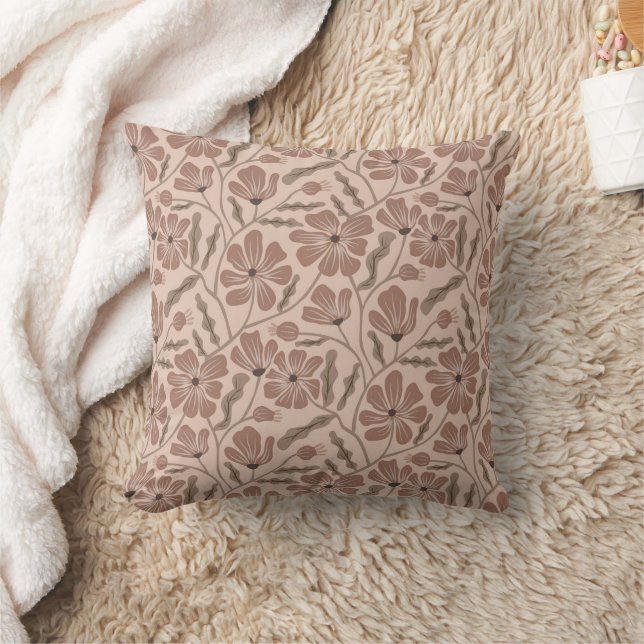 Coussin Motif de fleur abstrait Mousse au café (Couverture)