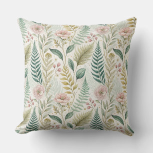 Coussin Motif de fleur botanique florale rose peint à la m