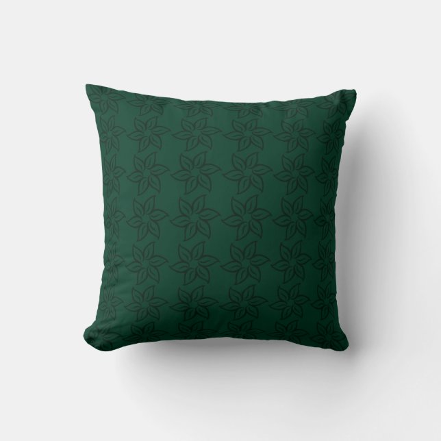 Coussin Motif de fleur bouclé - vert-foncé sur le vert (Recto)