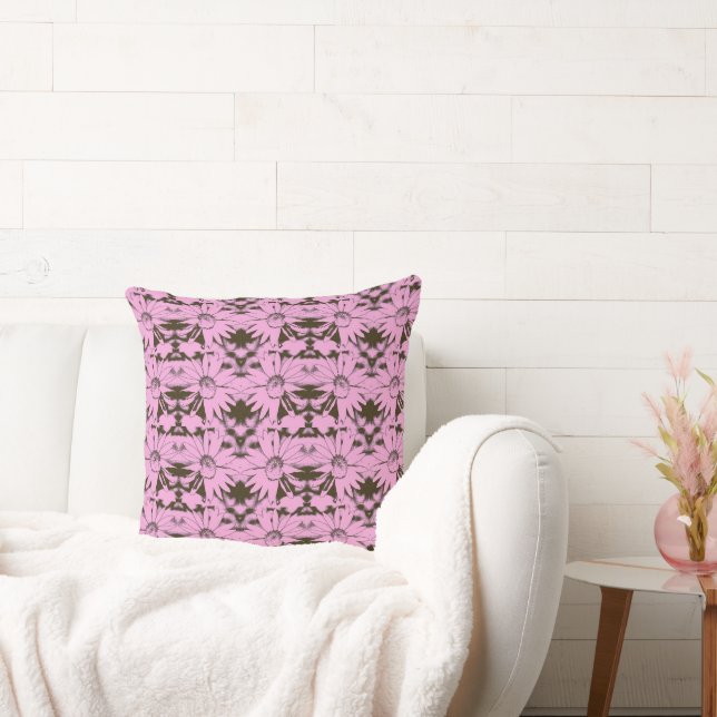 Coussin Motif de fleur conique rose et chocolat (Canapé)