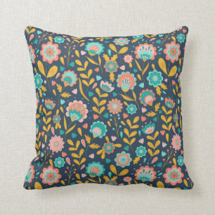Coussin Motif de fleur d'art populaire