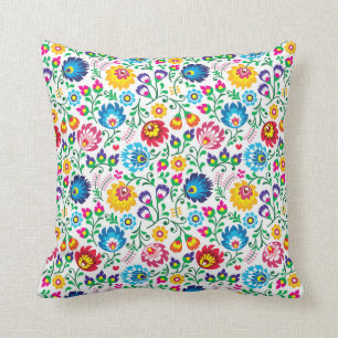Coussin Motif de fleur d'art populaire 2