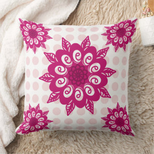 Coussin Motif de fleur de kaléidoscope abstrait coloré pou