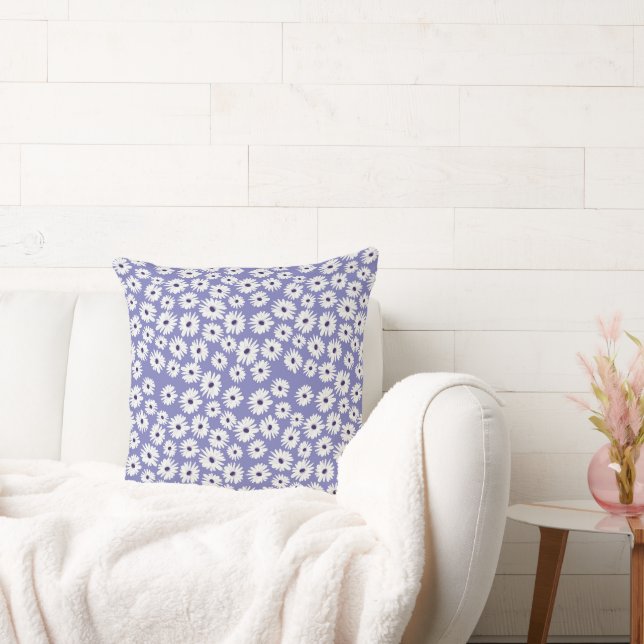 Coussin Motif de fleur de marguerite bleue blanche (Canapé)