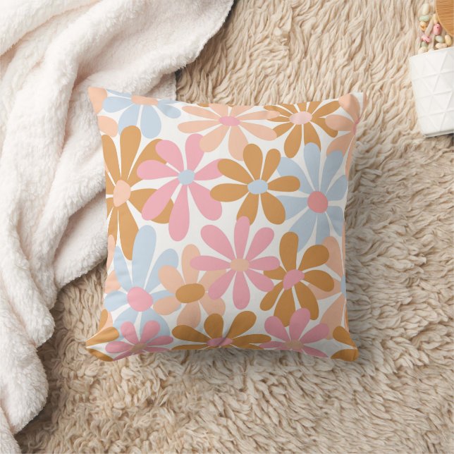 Coussin Motif de fleur de marguerite pastel rétro (Couverture)