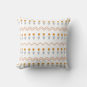 Coussin Motif de fleur de tulipe rayée groovy preppy