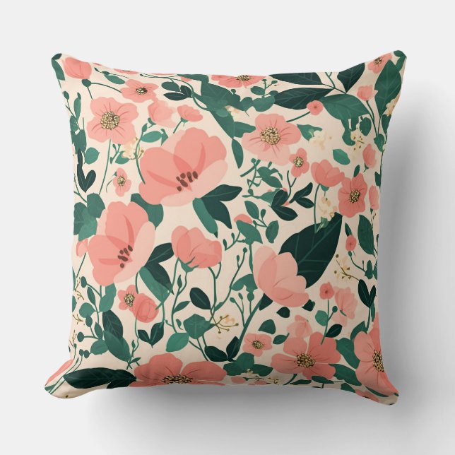 Coussin Motif de fleur Peachy-Keen (Recto)
