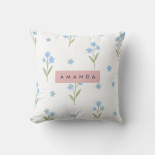 Coussin Motif de Fleur sauvage Bleu Delicé personnalisé