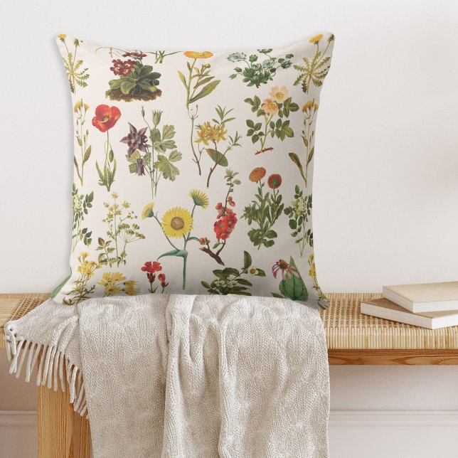Coussin Motif de fleur sauvage vintage (In situ)
