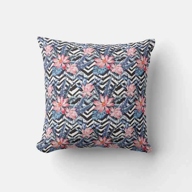 Coussin Motif de fleur tropical de Lotus (Recto)
