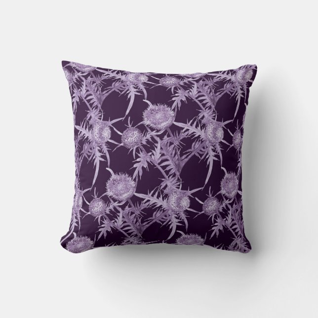 Coussin Motif de fleur violette de chardon (Recto)