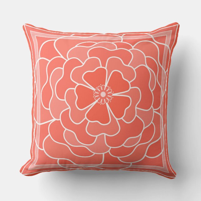 Coussin Motif de fleurs abstraites orange (Recto)