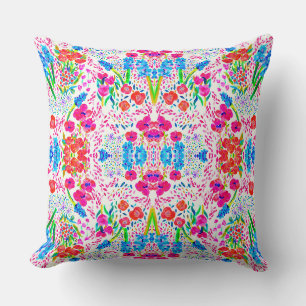 Coussin Motif de fleurs aquarelles colorées mignonnes