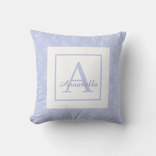Coussin Motif de fleurs blanches sur Blue Lavender (Recto)