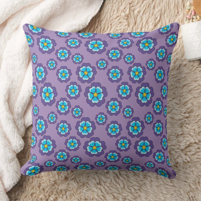 Coussin Motif de fleurs bleu violet (Couverture)